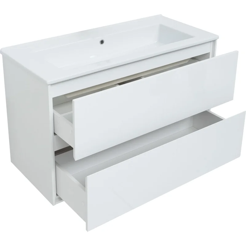 Тумба под раковину Aquanet Милан 105 белый глянец