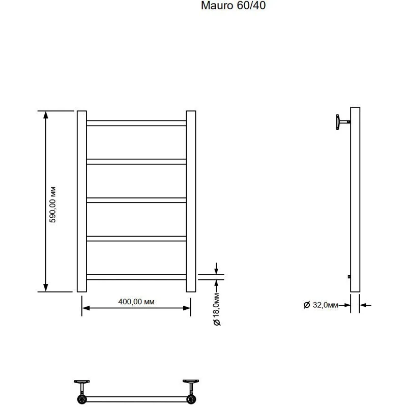 Полотенцесушитель водяной Aquanet Mauro 600x400 хром