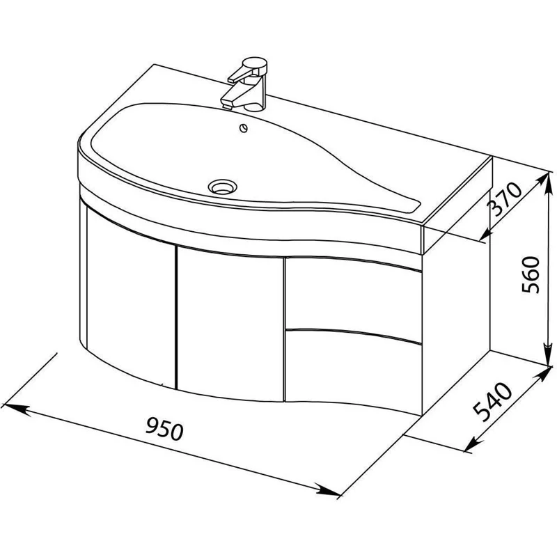 Раковина для тумбы Aquanet Сопрано 95 L