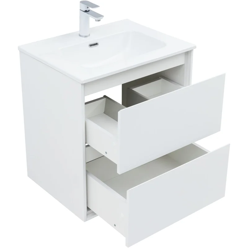 Тумба под раковину Aquanet Милан 60 белый глянец