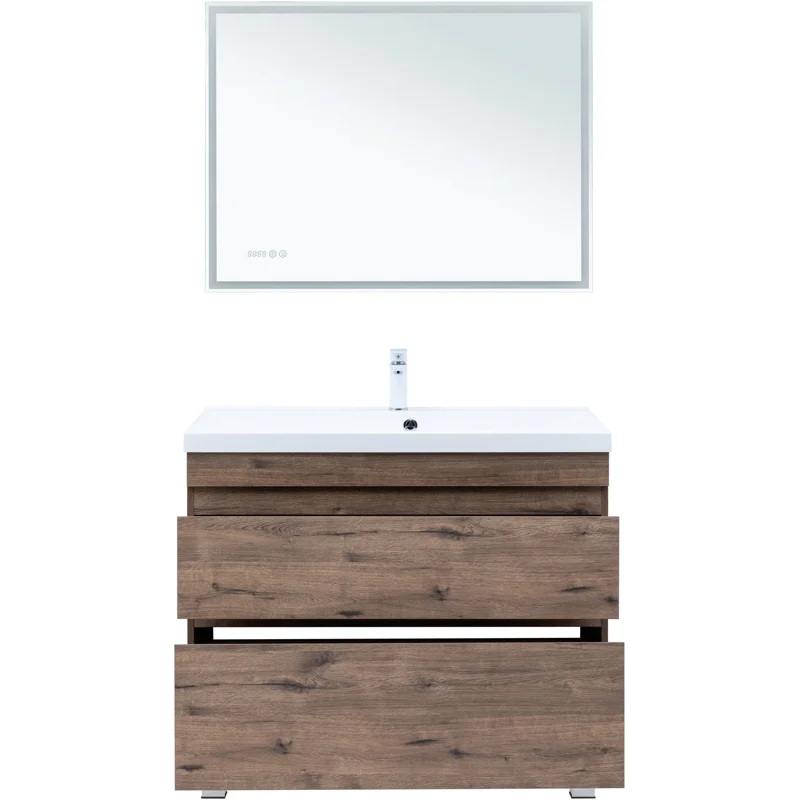 Тумба под раковину Aquanet Нота New 100 напольная, дуб веллингтон табак