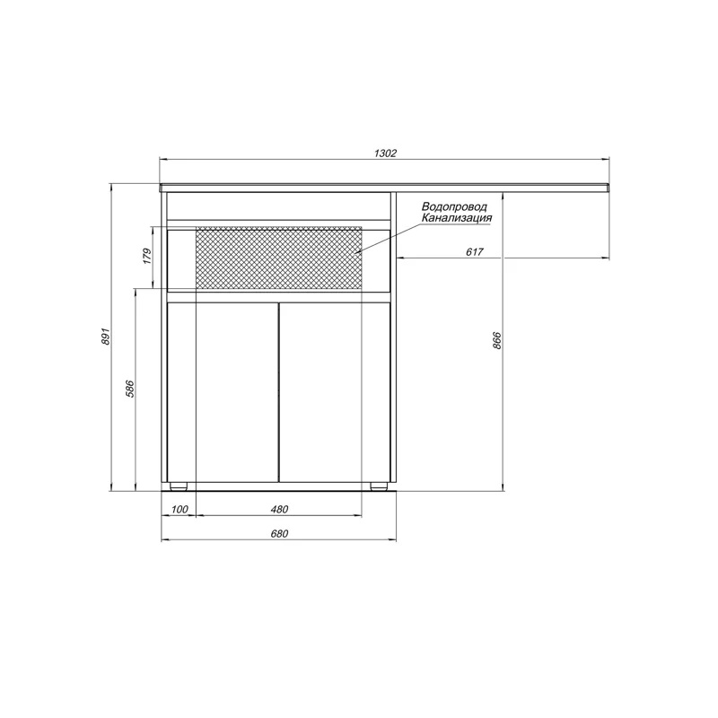 Тумба под раковину Aquanet Токио 48 белый (напольная, 1 ящик, 2 дверцы)