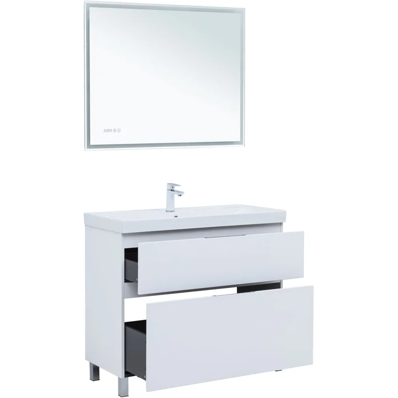 Тумба под раковину Aquanet Алвита New 100 напольная, белый матовый