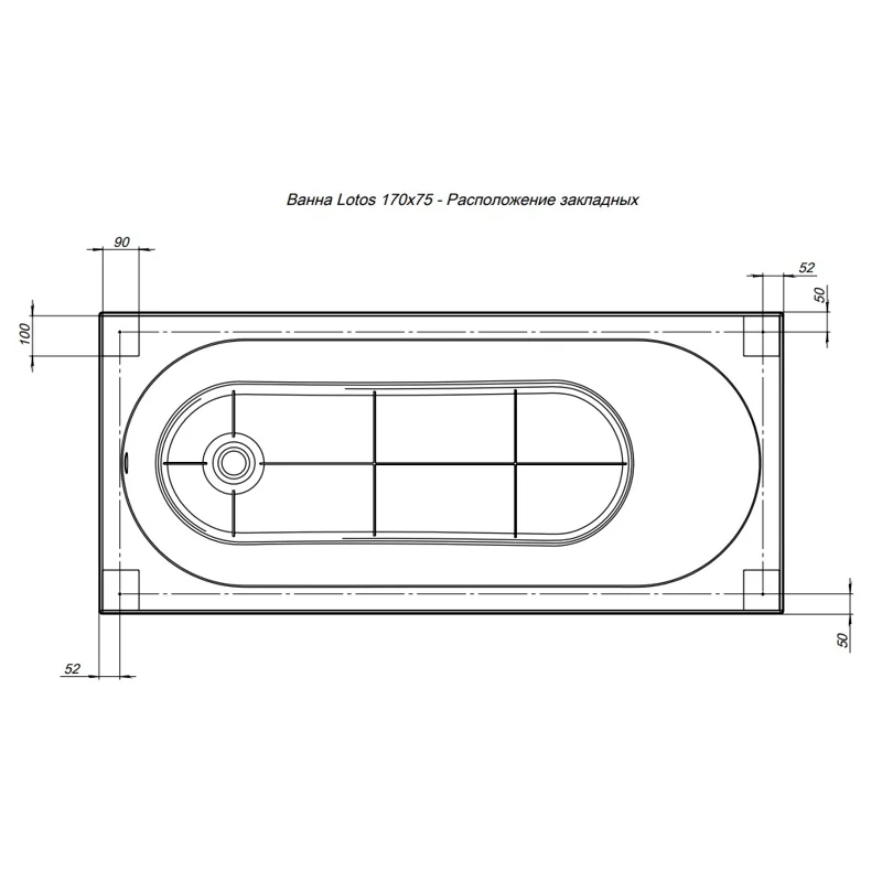 Акриловая ванна Aquanet Lotos 170x75