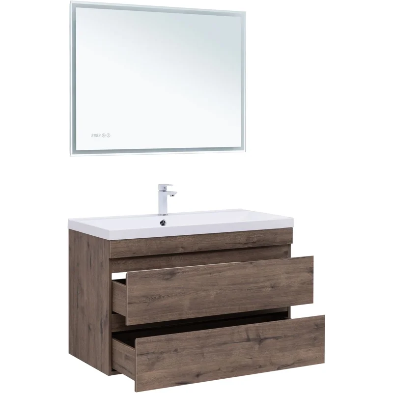 Тумба под раковину Aquanet Нота New 100 дуб веллингтон табак