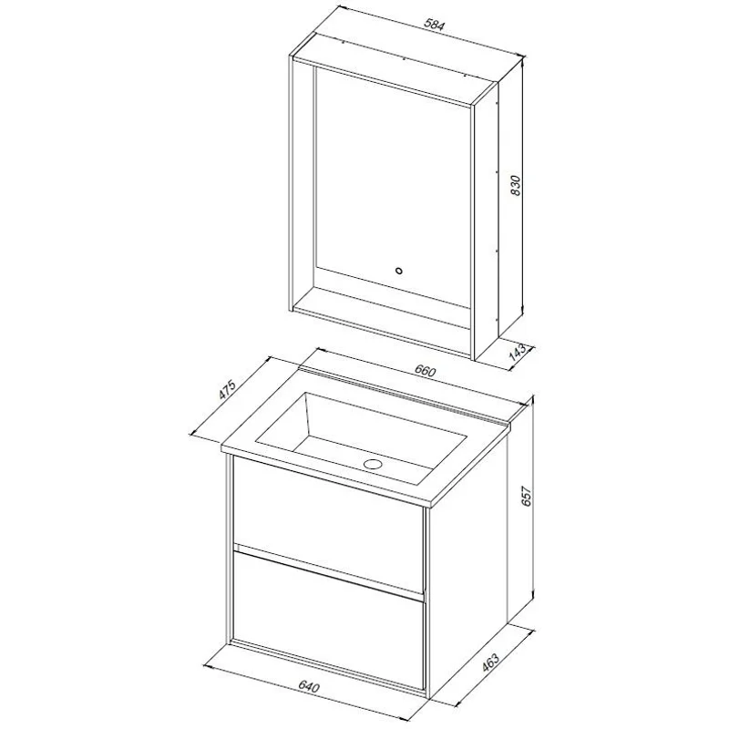Тумба под раковину Aquanet Милан 65 белый глянец