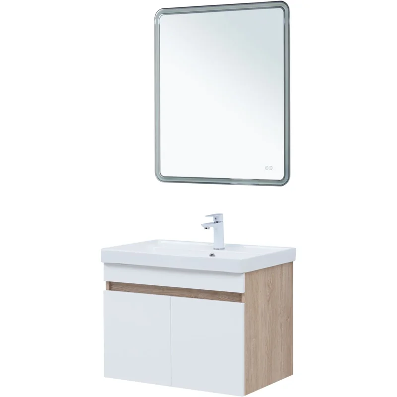 Тумба под раковину Aquanet Оптима 70 дуб светлый/белый сатин