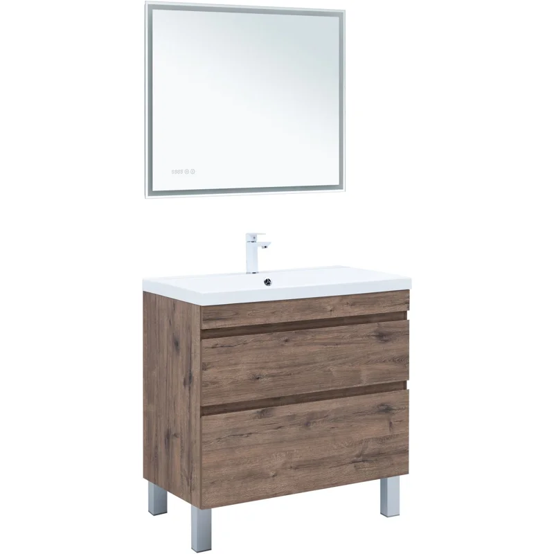 Тумба под раковину Aquanet Нота New 90 напольная, дуб веллингтон табак