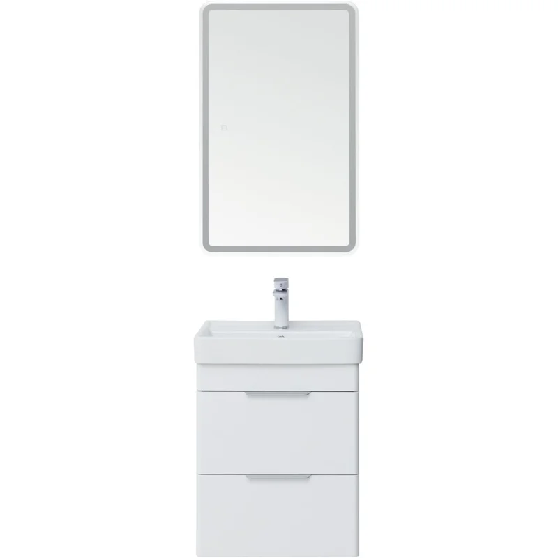 Тумба под раковину Aquanet Ирис new 50 белый глянец (2 ящика)