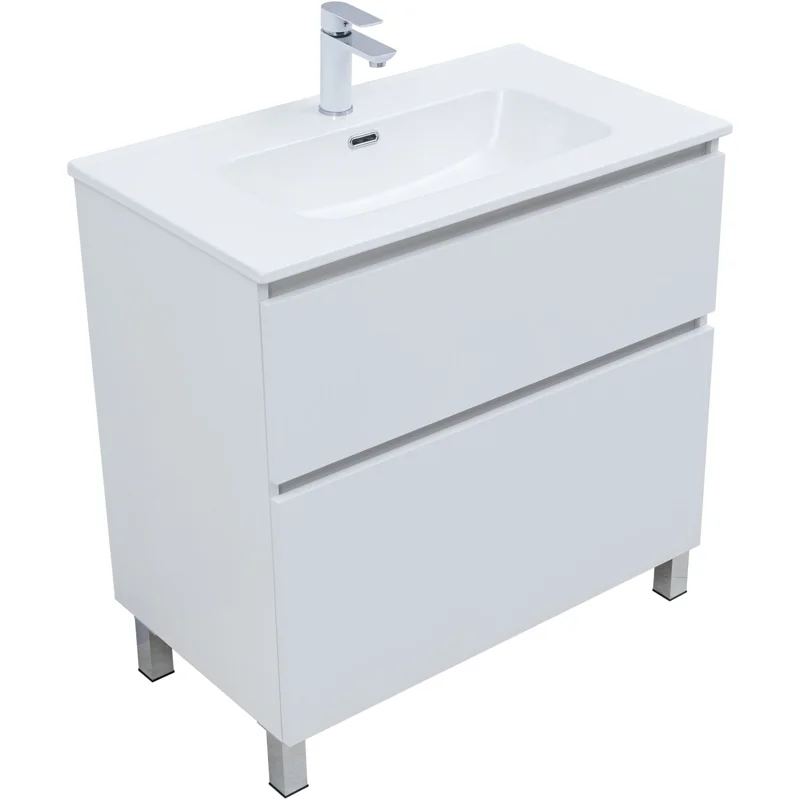 Тумба под раковину Aquanet Вега 80 напольная, белый глянец