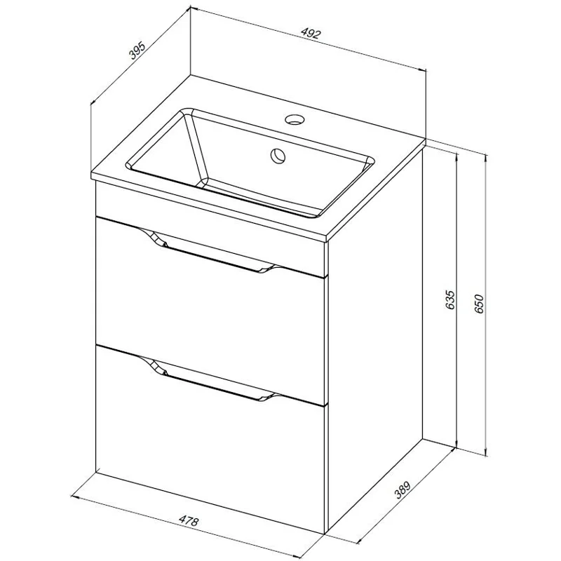 Тумба под раковину Aquanet Практика 50 маренго (2 ящика)