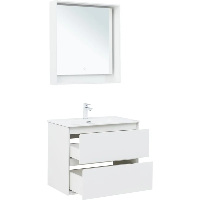 Тумба под раковину Aquanet Милан 80 белый глянец