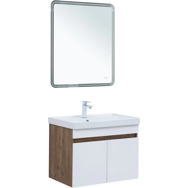 Тумба под раковину Aquanet Оптима 80 дуб рустикальный/белый сатин