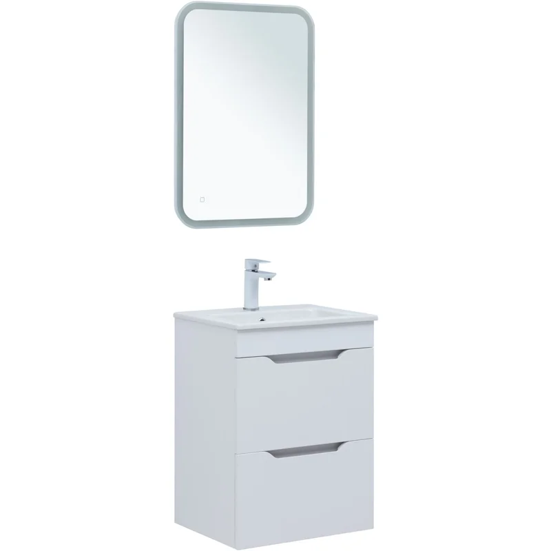 Тумба под раковину Aquanet Практика 50 белый матовый (2 ящика)