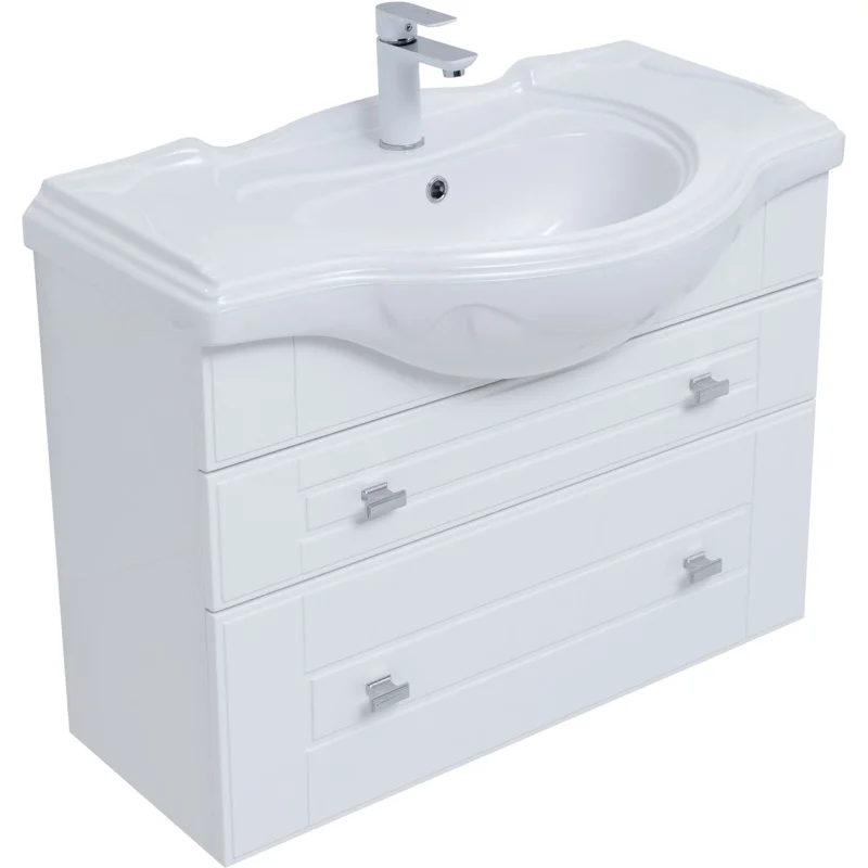 Тумба под раковину Aquanet Рондо 85 белый глянец