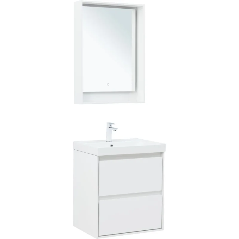 Тумба под раковину Aquanet Милан 60 белый глянец