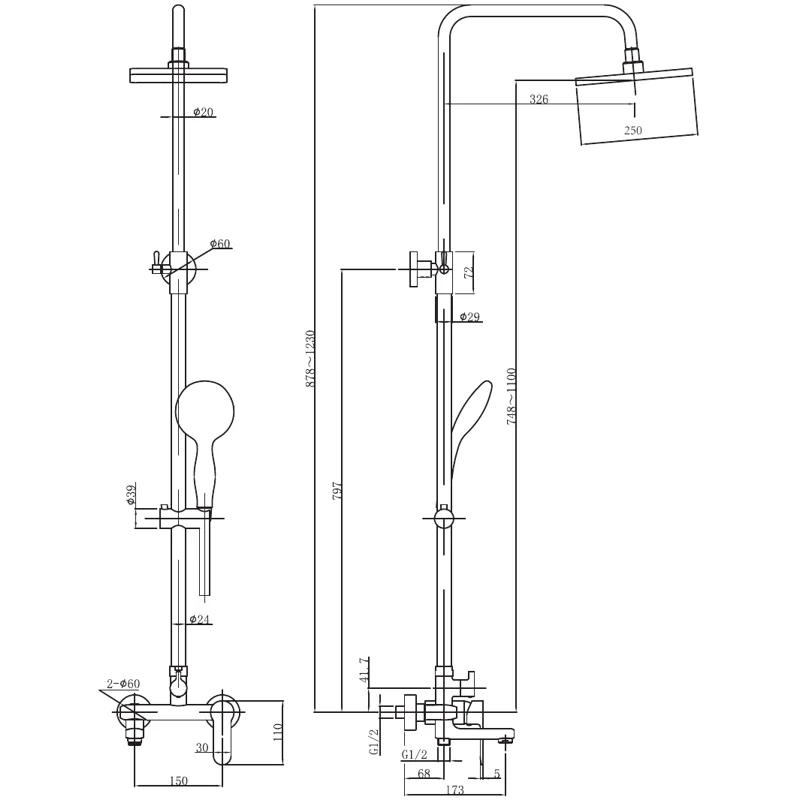 Душевая стойка Aquanet Passion S3 AF300-72-S-B