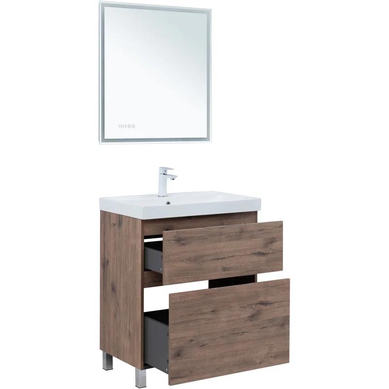 Тумба под раковину Aquanet Алвита New 70 напольная, дуб веллингтон табак