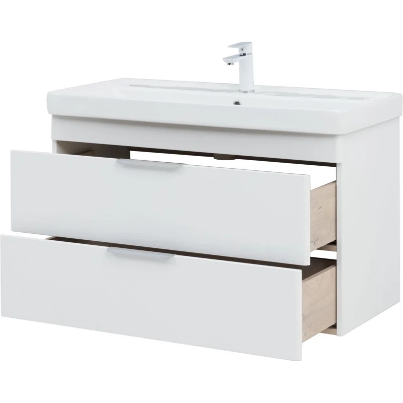 Тумба под раковину Aquanet Ирис New 100 белый глянец