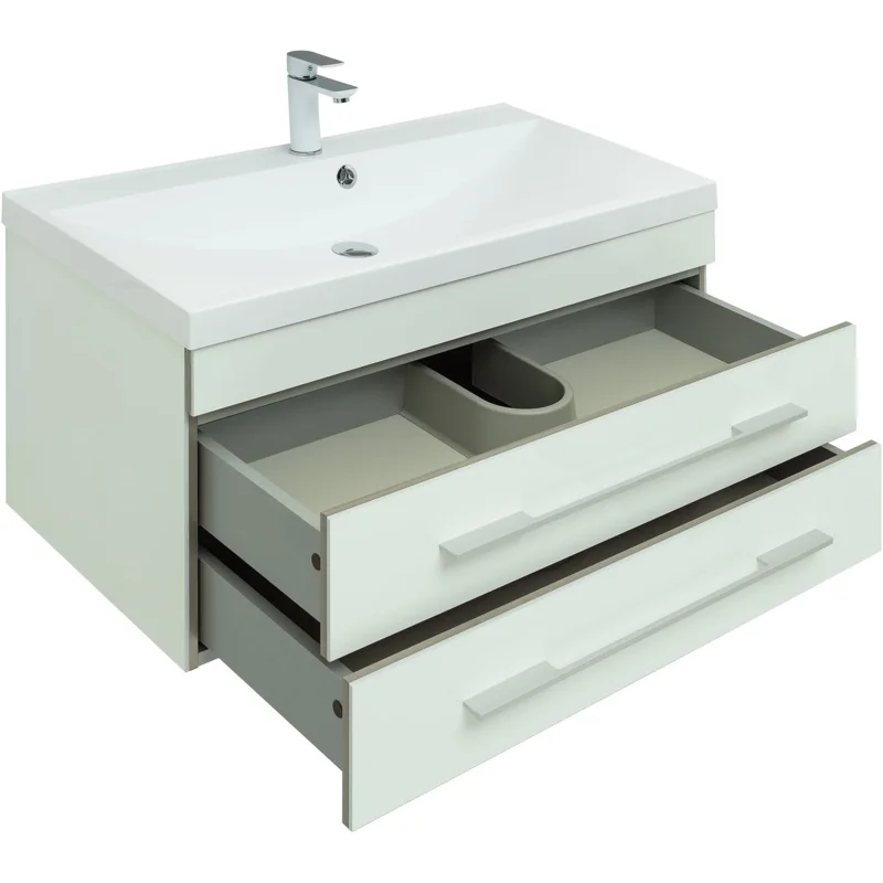 Тумба с раковиной Aquanet Верона 90 белый (подвесная 2 ящика)