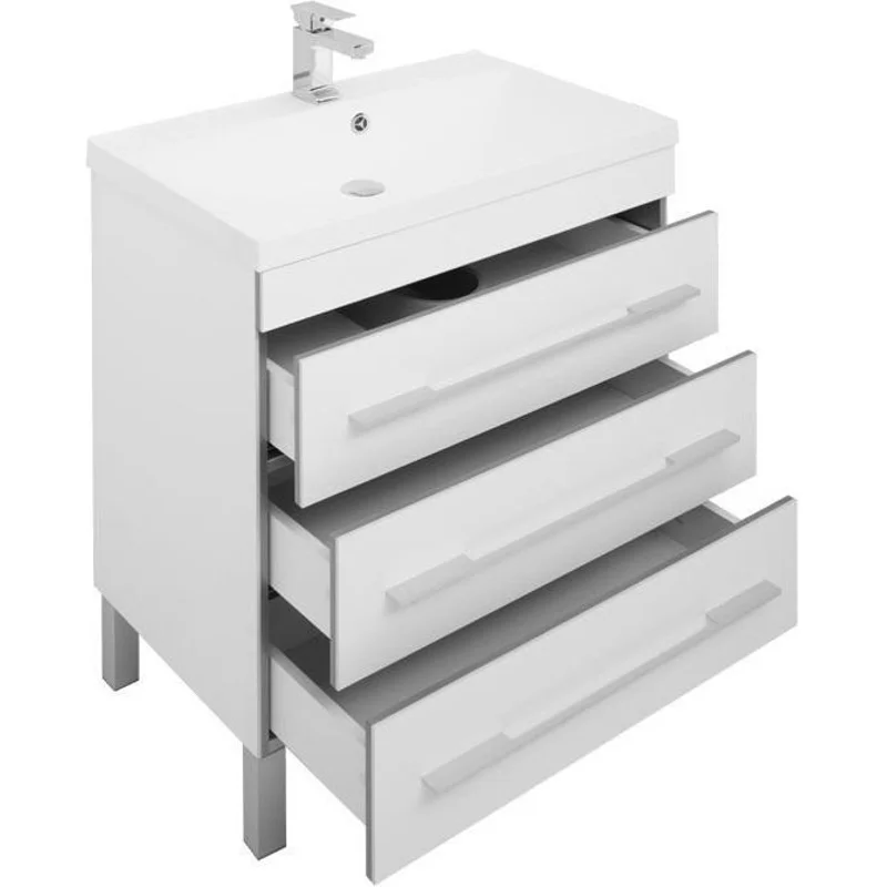 Тумба с раковиной Aquanet Верона 75 белый (напольная 3 ящика)