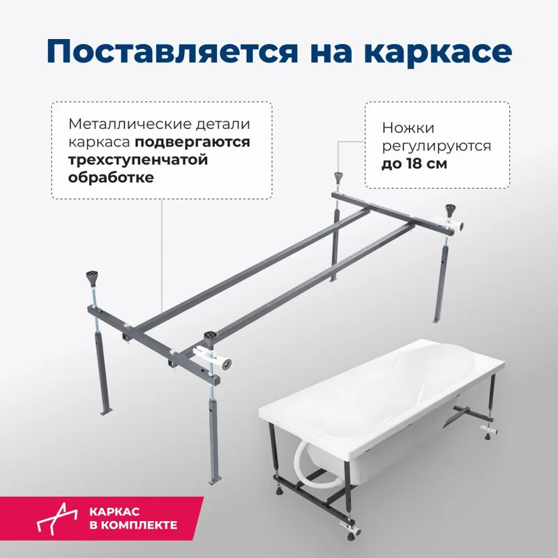 Акриловая ванна Aquanet West NEW 150x70 (с каркасом)