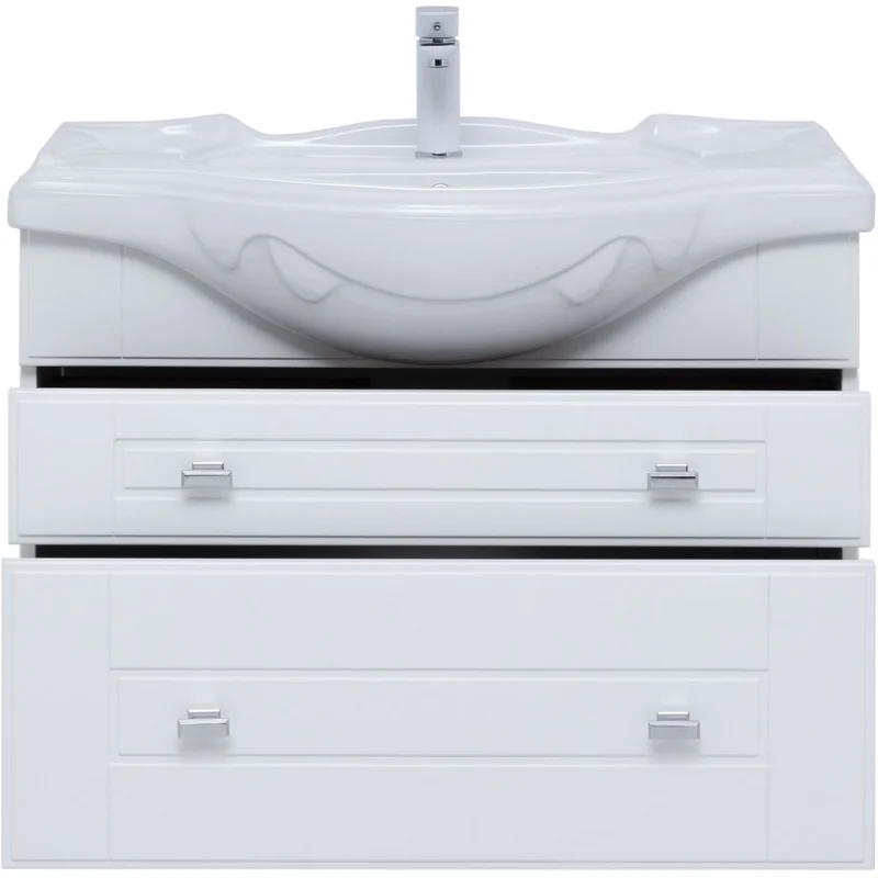 Тумба под раковину Aquanet Рондо 85 белый глянец