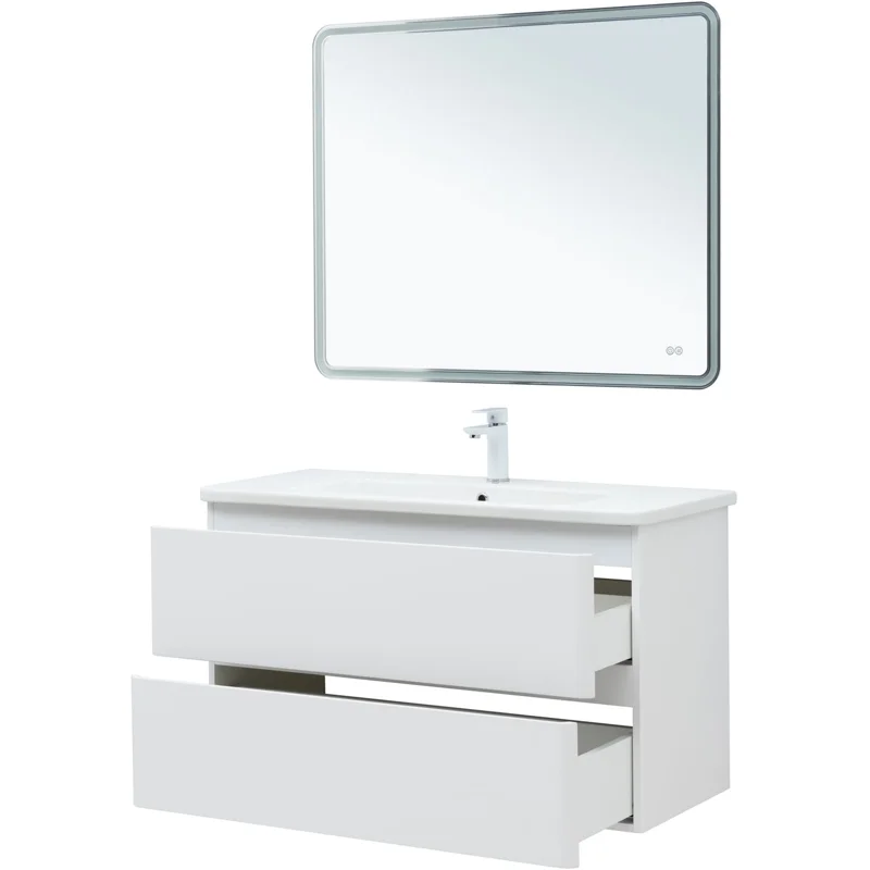 Тумба под раковину Aquanet Эмбер 105 белый матовый