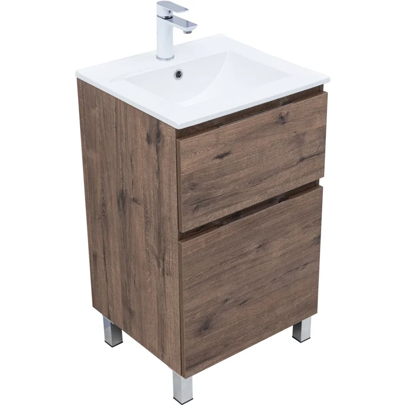 Тумба под раковину Aquanet Алвита New 50 напольная, дуб веллингтон табак