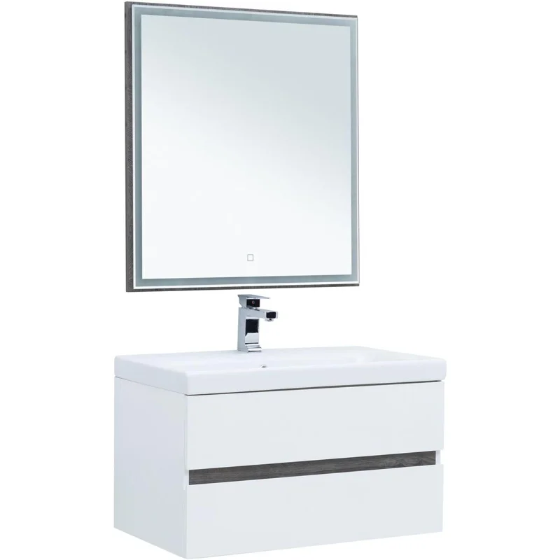 Тумба под раковину Aquanet Беркли 80 белый/дуб рошелье