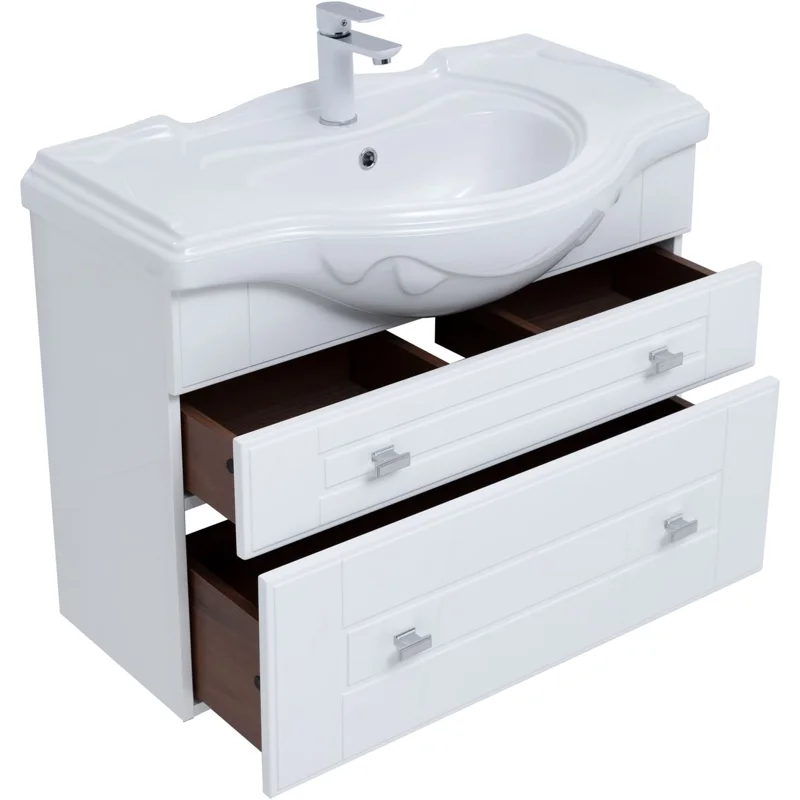 Тумба под раковину Aquanet Рондо 85 белый глянец