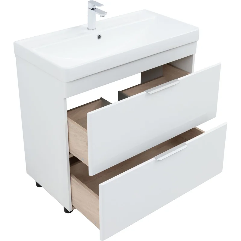 Тумба под раковину Aquanet Ирис New 90 напольная, белый глянец