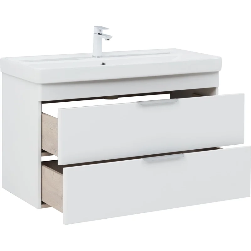 Тумба под раковину Aquanet Ирис New 100 белый глянец