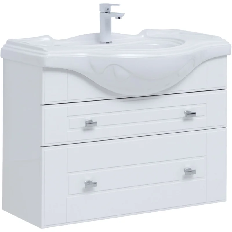 Тумба под раковину Aquanet Рондо 85 белый глянец