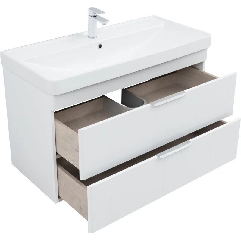 Тумба под раковину Aquanet Ирис New 100 белый глянец