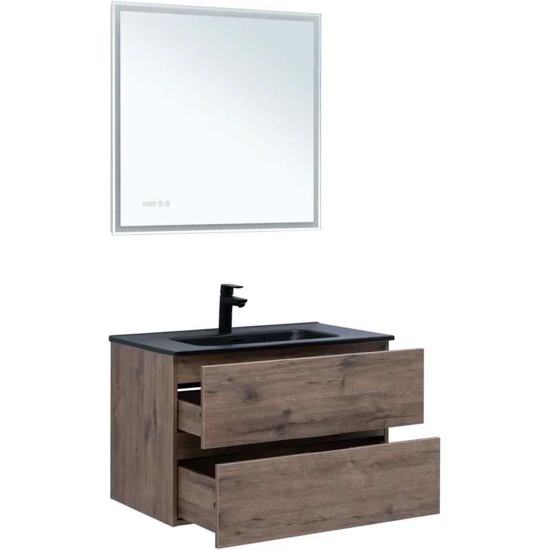 Тумба под раковину Aquanet Алвита New 80 2 ящика, дуб веллингтон табак