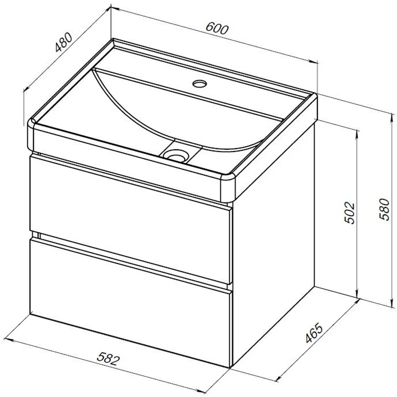 Тумба под раковину Aquanet Вега 2.0 60 черный