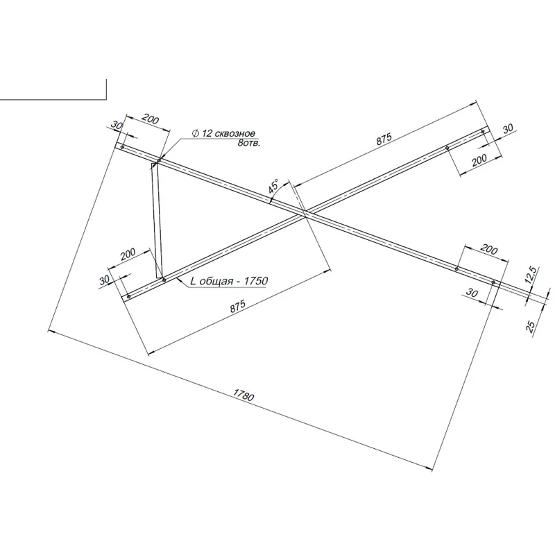 Каркас сварной для акриловой ванны Aquanet Cariba 170x75