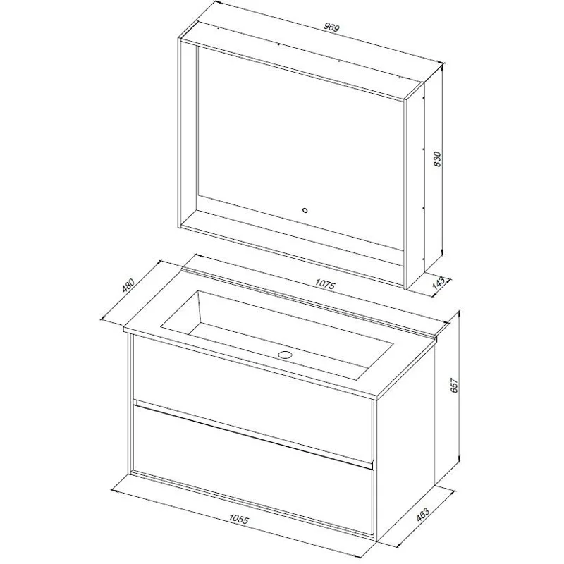 Тумба под раковину Aquanet Милан 105 белый глянец