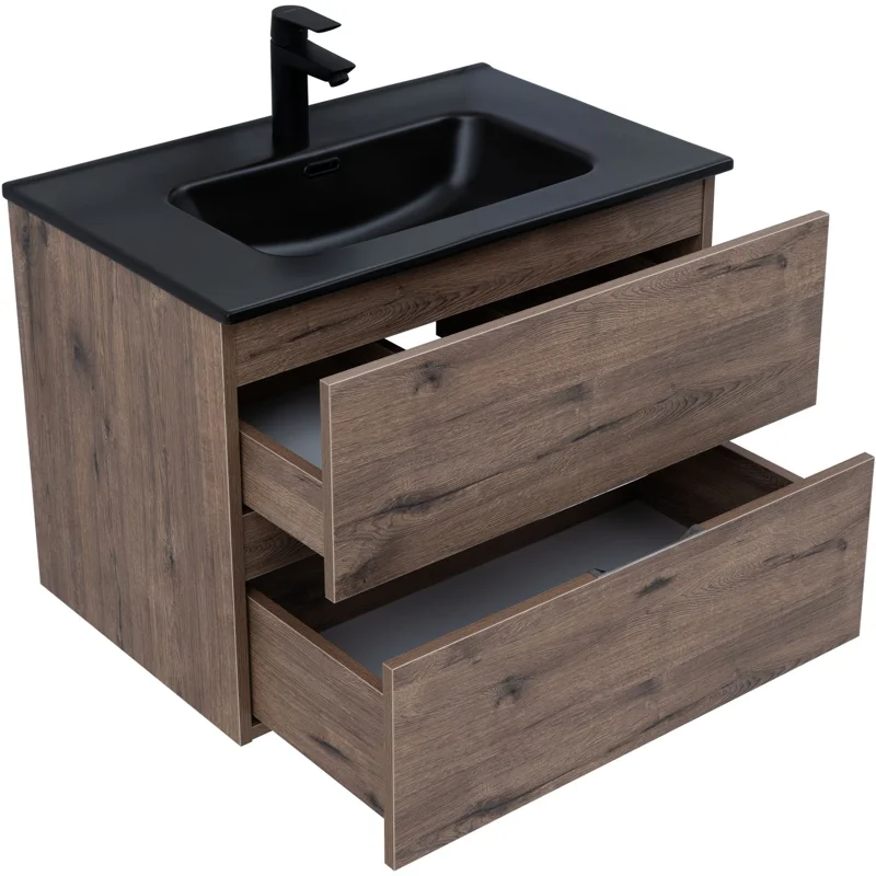 Тумба под раковину Aquanet Алвита New 70 2 ящика, дуб веллингтон табак