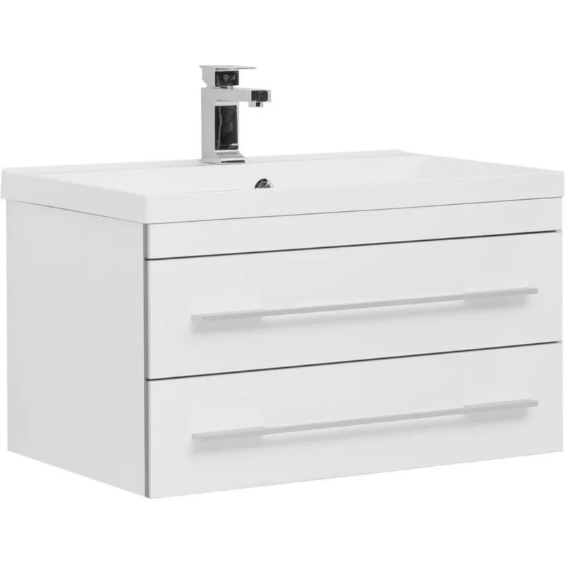 Тумба с раковиной Aquanet Верона 75 белый (подвесная 2 ящика)