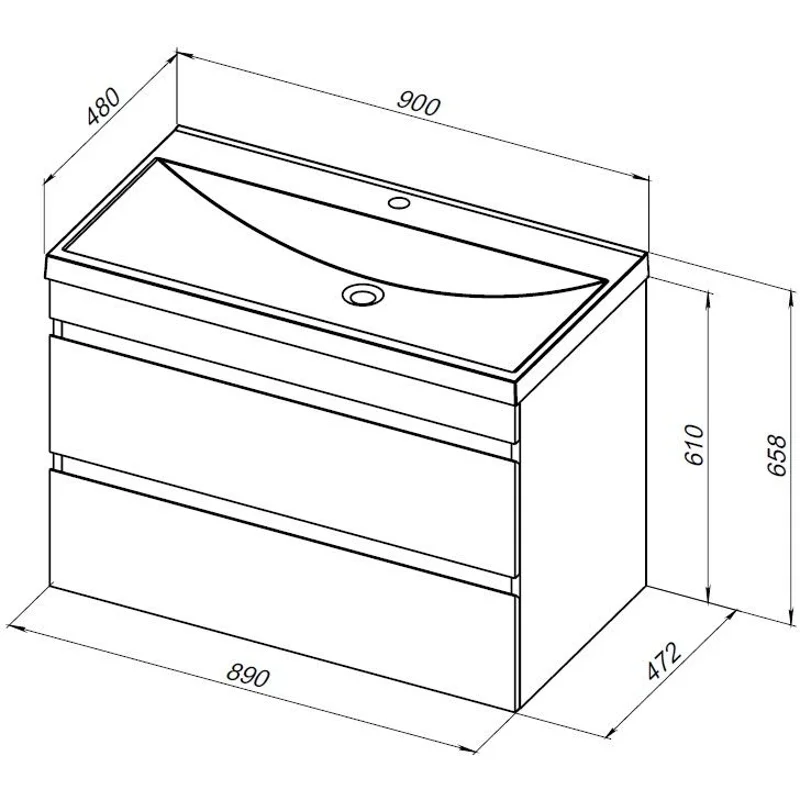 Тумба под раковину Aquanet Нота New 90 белый глянец