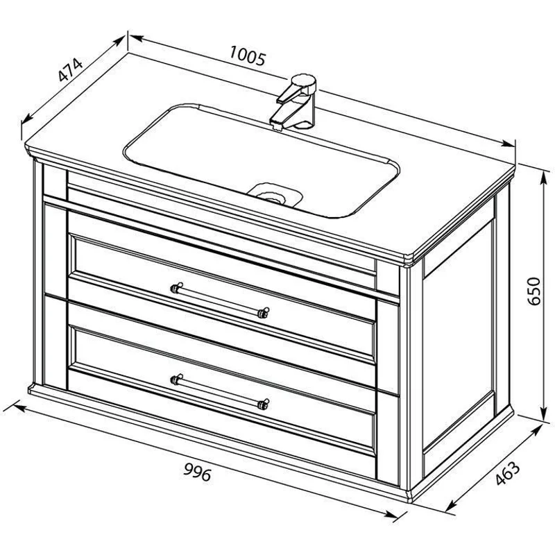 Раковина-столешница Aquanet Бостон 100