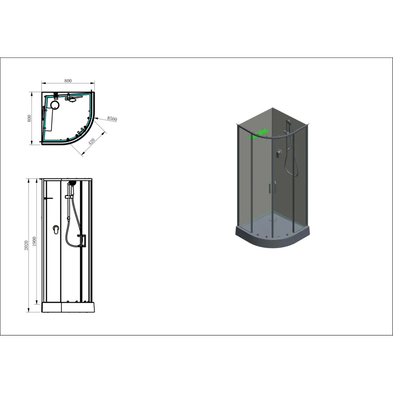 Душевая кабина Aquanet Passion EVO R Black 80x80