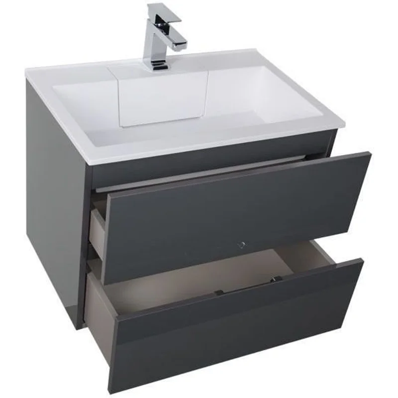 Тумба с раковиной Aquanet Алвита 70 серый антрацит