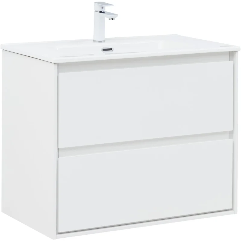 Тумба под раковину Aquanet Милан 80 белый глянец