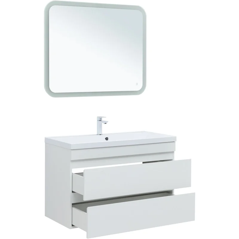 Тумба под раковину Aquanet Нота New 100 белый глянец