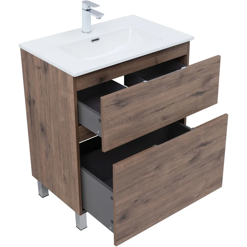 Тумба под раковину Aquanet Алвита New 70 напольная, дуб веллингтон табак