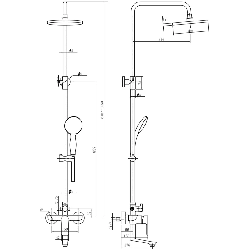 Душевая стойка Aquanet Arctic R AF520-72-R-CW