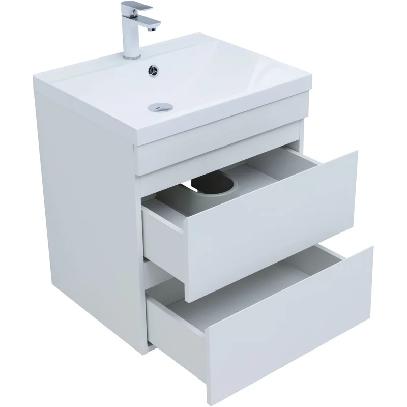 Тумба под раковину Aquanet Нота New 60 белый глянец